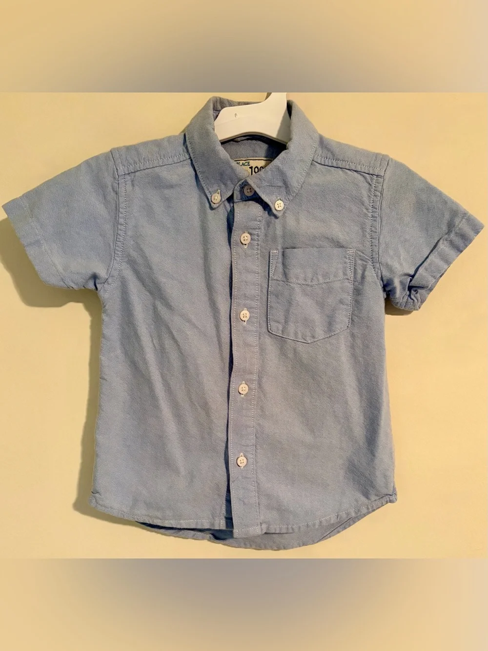 Toddler Boy’s Sz 3T The Children’s Place Blue Oxford SS Button-Up Shirt w Pocket